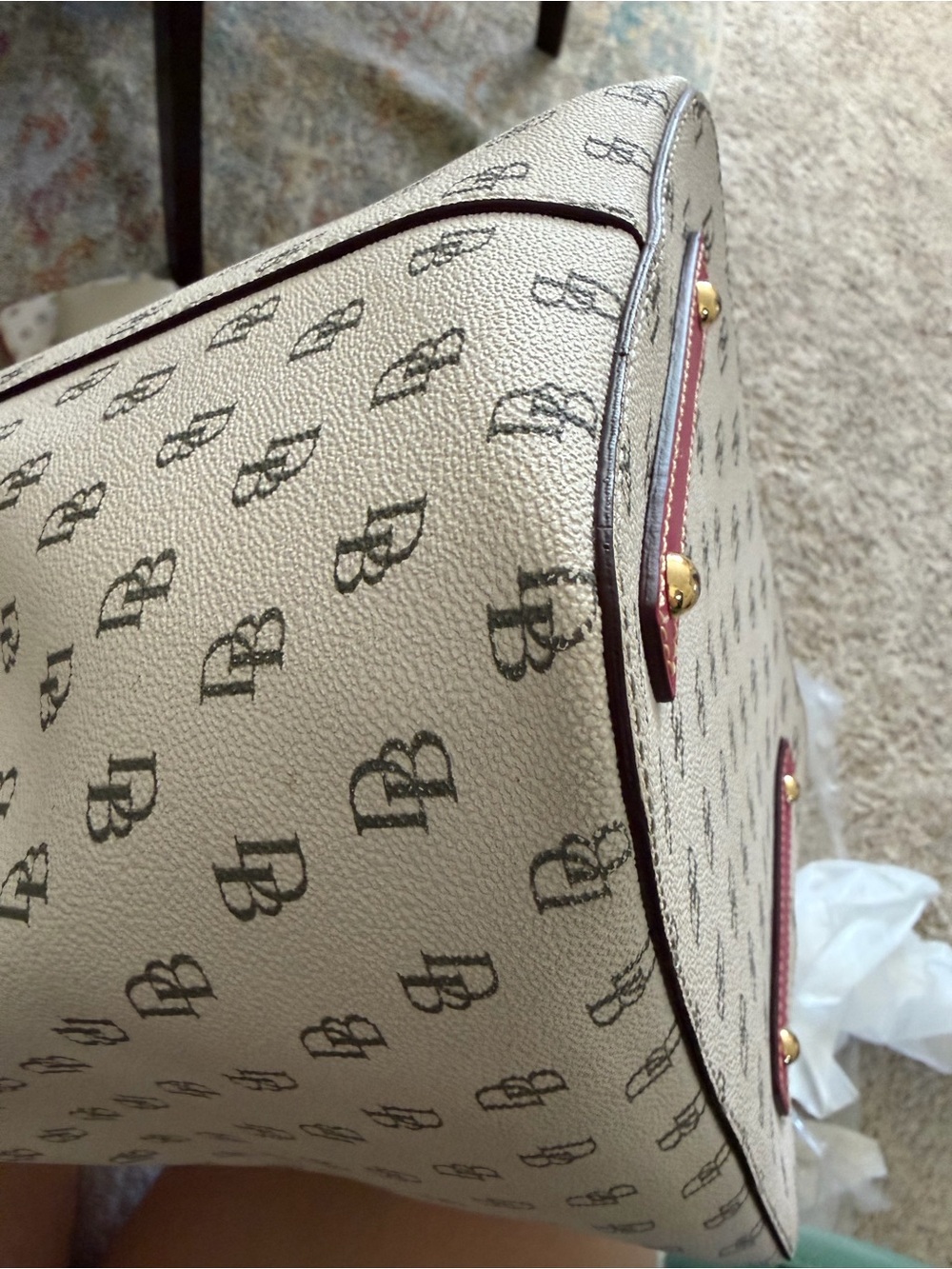 Dooney & Bourke White and Pink Bucket Bag - Picture 8 of 12